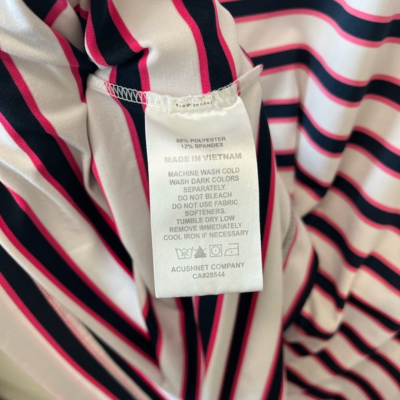 Footjoy pink navy and white stripe golf polo shirt - Picture 6 of 6